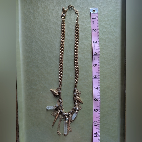 Henri Bendel Gold Chain Necklace With Crystal And Triangle Shaped Charms - Picture 8 of 8